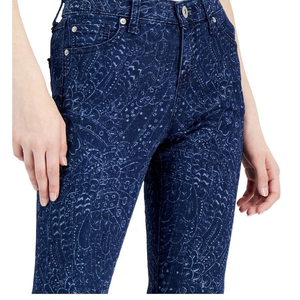 INC Womens Laser Printed Mid Rise Flare Leg Jeans Size:6/28 - Picture 3 of 15